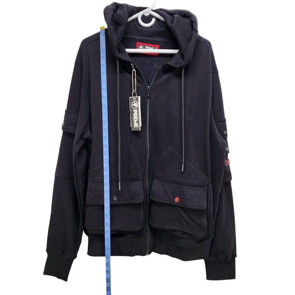 Preme Black  With Multiple Utility Pockets Full-Zip Hoodie Size L - Picture 10 of 14